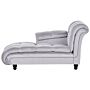 Right Hand Chaise Lounge Grey Velvet Upholstery Biscuit Padding Black Legs