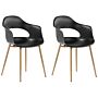 Set Of 2 Dining Chairs Black Synthetic Material Sleek Legs Decorative