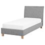 Bed Frame Grey Fabric Upholstery Wooden Legs Eu Single Size 3ft Slatted With Headboard