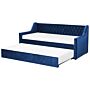 Trundle Bed Frame Blue Velvet Eu Single Size 3ft Slatted Frame Buttoned