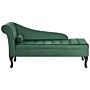 Left Hand Chaise Lounge Dark Green Velvet Upholstery Black Legs Storage Compartment Tufted Seat Bolster Cushion Glam Retro Design Beliani