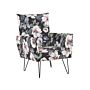 Armchair Black Fabric Floral Pattern Metal Hairpin Legs Accent Chair