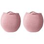 Set Of 2 Storage Baskets Pink Cotton 20 X 30 Cm Laundry Bins Handwoven Containers