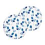 Set Of 2 Garden Cushions White And Blue Polyester ⌀ 40 Cm Round Leaf Pattern Motif Modern Design Throw Scatter Pillow