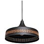 Pendant Hanging Lamp Black Iron Pu Leather Dome Shade Modern Contemporary Style