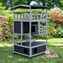 Pawhut Cats Fir Wood 3-tier Waterproof Play House Grey