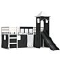 Vidaxl Bunk Bed With Slide And Curtains White And Black 90x190 Cm