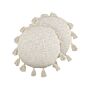 Set Of 2 Decorative Cushions Beige Cotton 45 Cm Round With Tassels