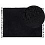 Area Rug Black Cotton 140 X 200 Cm Shaggy Rectangular With Tassels