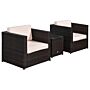 Outsunny Rattan Garden Furniture 2 Seater Sofa Furniture Set W/cushions, Steel Frame-brown