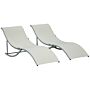 Outsunny Set Of 2 S-shaped Foldable Lounge Chair Sun Lounger Reclining Outdoor Chair For Patio Beach Garden Beige