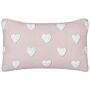 Scatter Cushion Pink Cotton 30 X 50 Cm Throw Pillow Embroidered Hearts Pattern