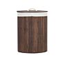 Storage Basket Dark Wood Bamboo With Lid Laundry Bin Boho Practical Accessories