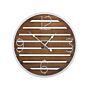 Wall Clock Dark Wood Round Ø 50 Cm Handmade Slatted Face White Metal Frame