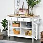 Homcom Modern Kitchen Island On Wheels, Kitchen Trolley Storage Cart With 2 Drawers, Cabinet, Towel Rack, Rubber Wood Top, White