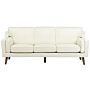 3 Seater Sofa Off-white Fabric Oak Wood Legs Classic Mid-century