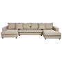 Corner Sofa Beige Polyester Upholstery Modern U-shaped 5 Seater With Ottomans Extra Throw Pillows Cushioned Backrest