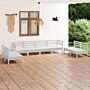 Vidaxl 8 Piece Garden Lounge Set White Solid Pinewood