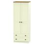 Warwick Tall 2 Drawer Wardrobe In Cream Ash & Modern Oak