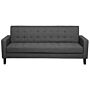 Sofa Bed Dark Grey Fabric 3 Seater Click Clack Quilted Upholstery