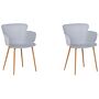 Set Of 2 Dining Chairs Grey Synthetic Material Metal Legs Ergonomic Back