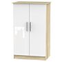 Contrast Double Plain Midi Wardrobe In White & Bardolino Oak