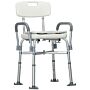 Homcom Aluminium Shower Chair With Backs And Arms, Height Adjustable Shower Seat W/ Removable Padded Cushion, Bath Stool, White