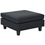 Ottoman Footstool Black Polyester Fabric Upholstered Square Minimalist Modern Modular Sofa Element