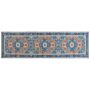 Runner Rug Blue And Orange Polyester 60 X 200 Cm Geometric Oriental Pattern Anti-slip Bottom