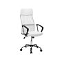 Executive Office Chair White Mesh And Faux Leather Gas Lift Height Adjustable Full Swivel And Tilt