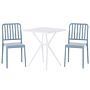 Bistro Set Blue And White Plastic 2 Chairs 1 Table Modern Rust Water Resistant Garden Balcony Furniture