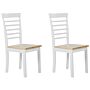 Set Of 2 Dining Chairs Light Wood And White Rubber Wood Armless Seat Ladder Back