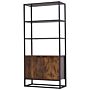 Homcom Storage Cabinet With 3 Open Shelves Cupboard Freestanding Tall Organizer Multifunctional Rack For Livingroom Bedroom Kitchen Rustic Brown