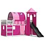 Vidaxl Bunk Bed With Slide And Curtains Pink 90x190 Cm