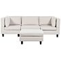 Modular Sofa With Ottoman Light Beige Fabric Upholstered 3 Seater With Ottoman Cushioned Backrest