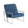 Armchair Blue Velvet 83l X 69w X 83h Button Tufted Backrest Metal Frame