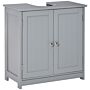 Kleankin 60x60cm Under-sink Storage Cabinet W/ Adjustable Shelf Handles Drain Hole Bathroom Cabinet Space Saver Organizer Grey