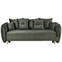 Sofa Bed Green Polyester Velvet Fabric 234 X 104 X 77 Cm Convertible Sleeper Storage Additional Cushions Removable Covers