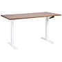 Manually Adjustable Desk Dark Wood Tabletop White Steel Frame 160 X 72 Cm Sit And Stand Square Feet Modern Design Office Beliani