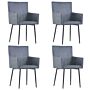 Vidaxl Dining Chairs With Armrests 4 Pcs Grey Faux Suede Leather