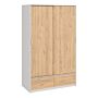 Line Wardrobe With 2 Doors + 2 Drawers In White And Jackson Hickory Oak