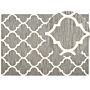 Rug Grey Wool 160 X 230 Cm Trellis Quatrefoil Pattern Hand Tufted Oriental Moroccan Clover