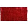 Shaggy Area Rug Red Cotton Polyester Blend 80 X 150 Cm Fluffy Dense Pile