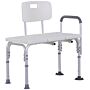 Homcom Height Adjustable Shower Chair, Non Slip Bath Transfer Bench With Armrest And Backrest, 300 Lbs Capacity, White