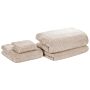 Set Of 4 Bathroom Towels Beige Cotton Soft Low Twist With Bath Mat 30x50 Cm / 50x100 Cm / 70x140 Cm / 100x150 Cm