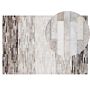 Area Rug Grey With Beige Leather 140 X 200 Cm Modern Patchwork Pattern Handmade Rectangular Carpet