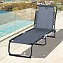 Outsunny Folding Sun Lounger Beach Chaise Chair Garden Reclining Cot Camping Hiking Recliner With 4 Position Adjustable Back - Grey