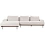 Right Hand Corner Fabric Sofa Beige Fabric Metal Legs 3 Seater