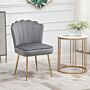 Homcom Velvet-feel Shell Luxe Accent Chair, Glam Vanity Chair Makeup Seat, Home Bedroom Lounge With Metal Legs Comfort Padding, Grey