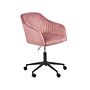 Office Swivel Chair Pink Velvet Height Adjustable Tufted Backrest